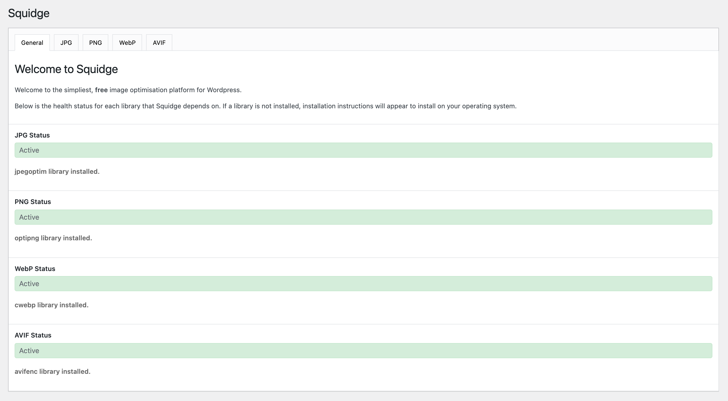 Plugin settings page