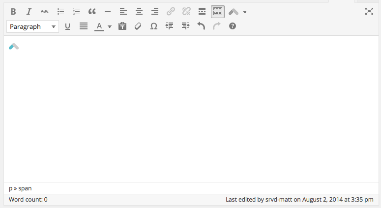 This shows how a placement will look with a colored Srvd logo in the text area of the WYSIWYG editor.