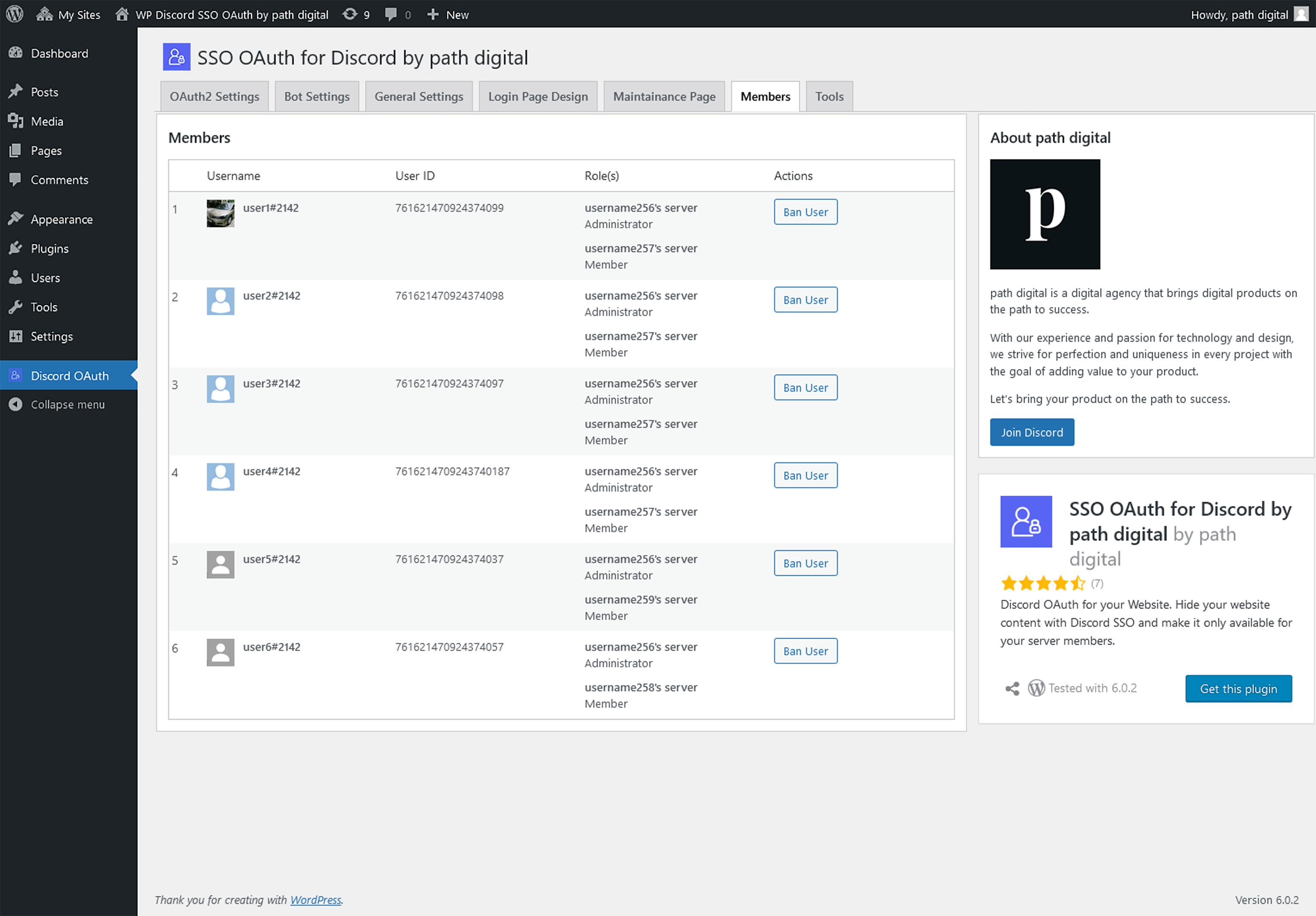 Custom login page settings