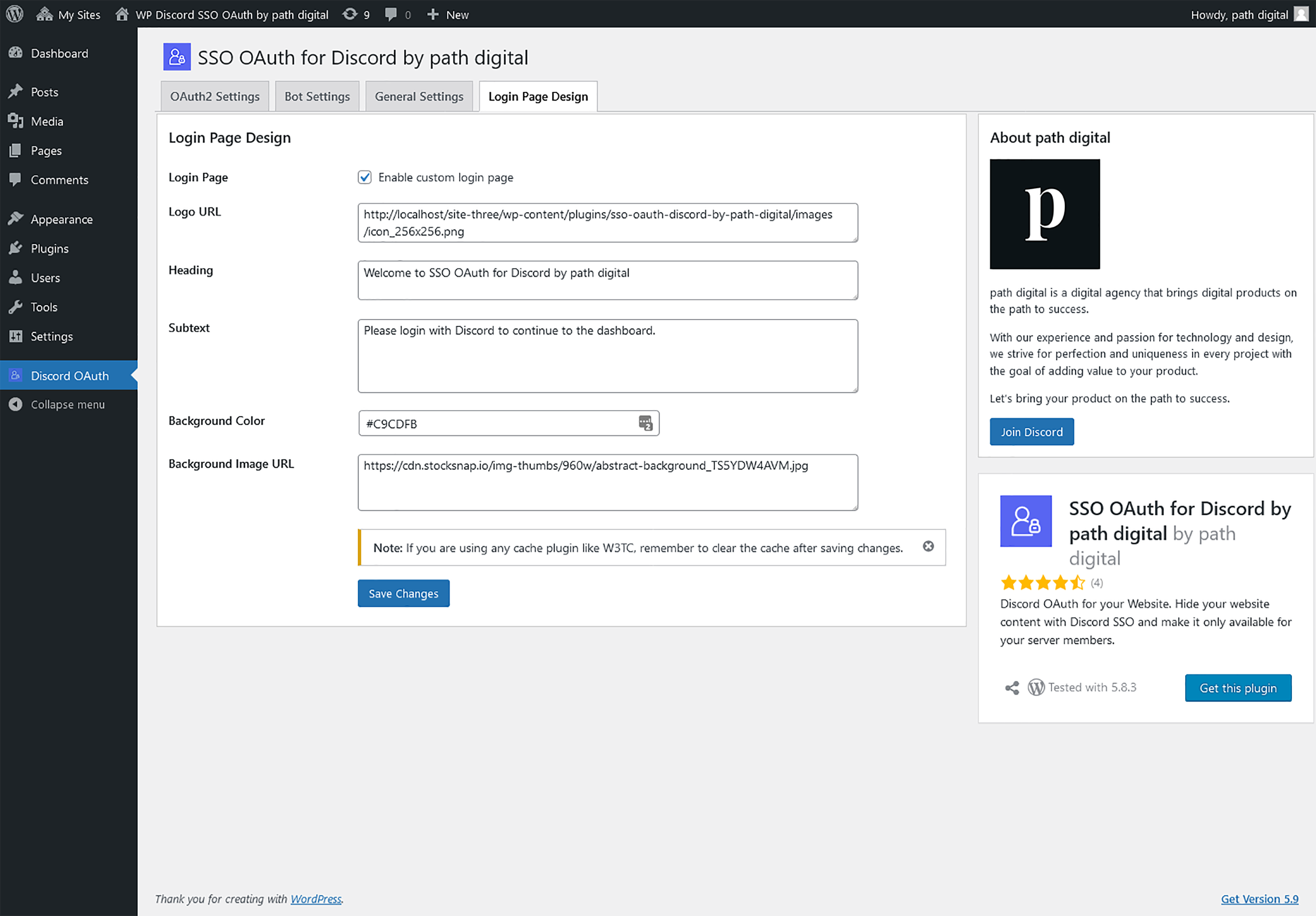 Login button on a page
