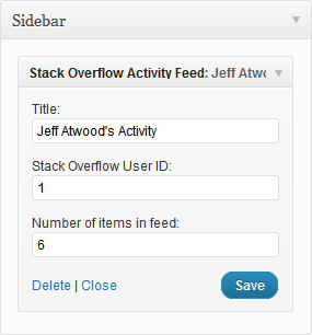 Widget configuration
