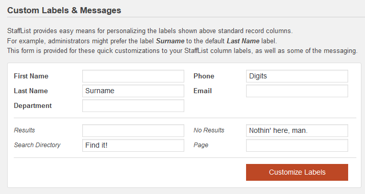Customizing the front-end language (e.g.: Last Name --> Surname)