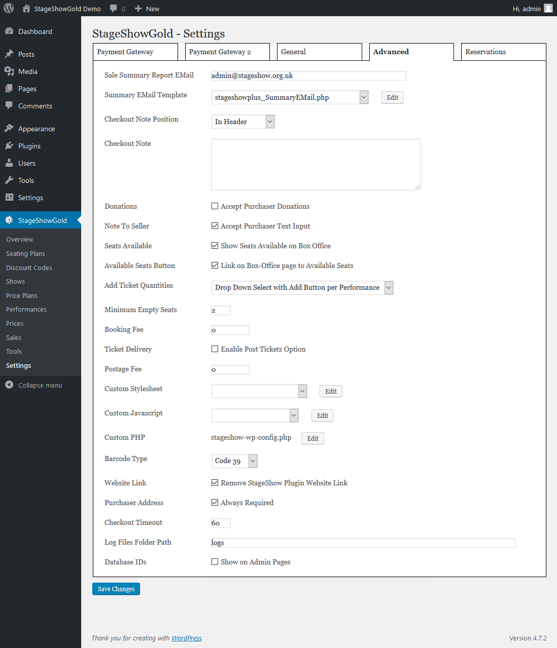 Screenshot 6: Performances Setup