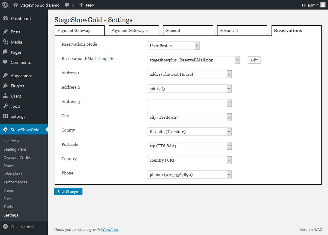Screenshot 7: Performances Setup (Showing Options)