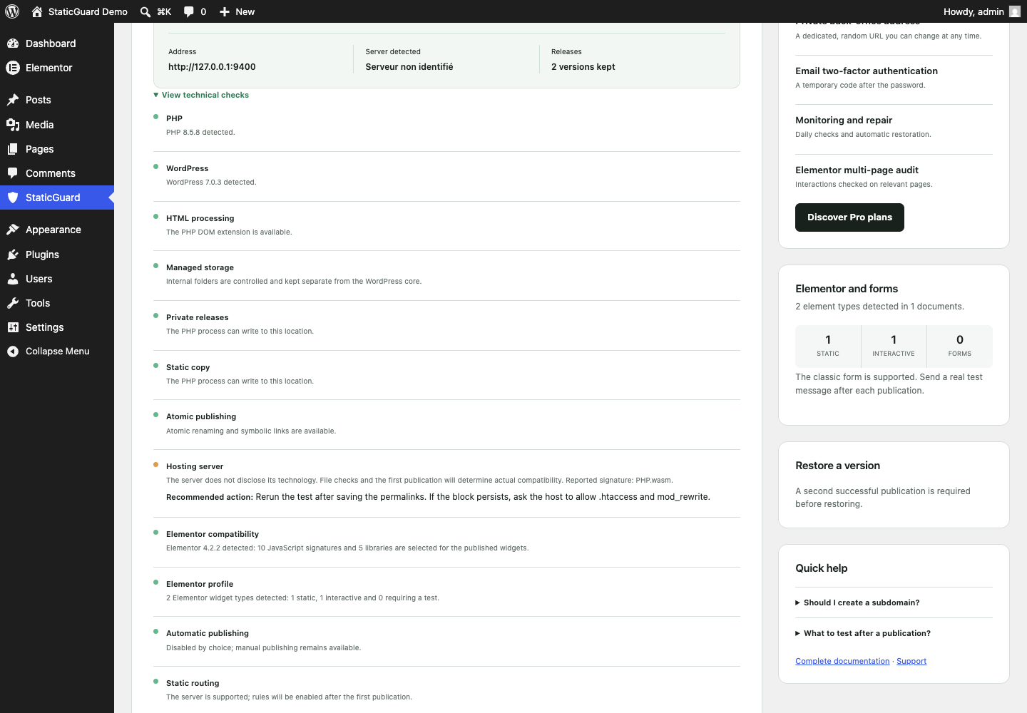Detailed compatibility diagnostics explain every technical check and show the recommended action when manual verification is required.