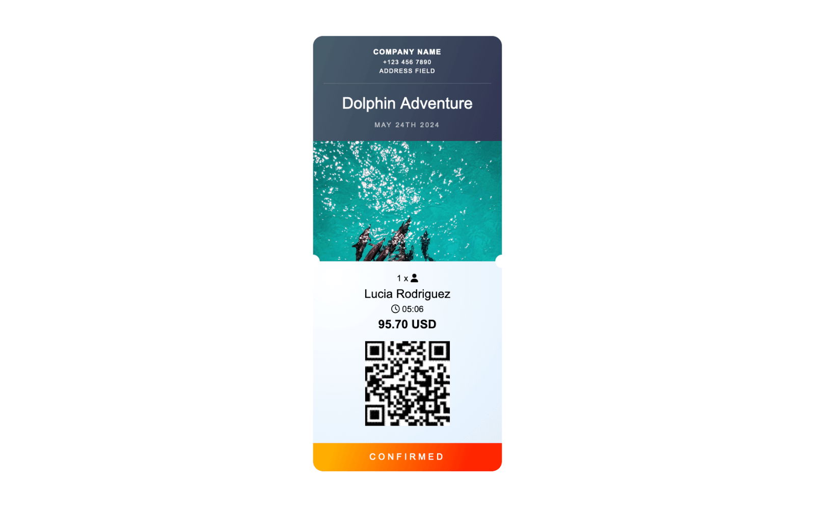 Activity Ticket with QR Code – Printable or scannable tickets for booked activities, complete with QR verification.