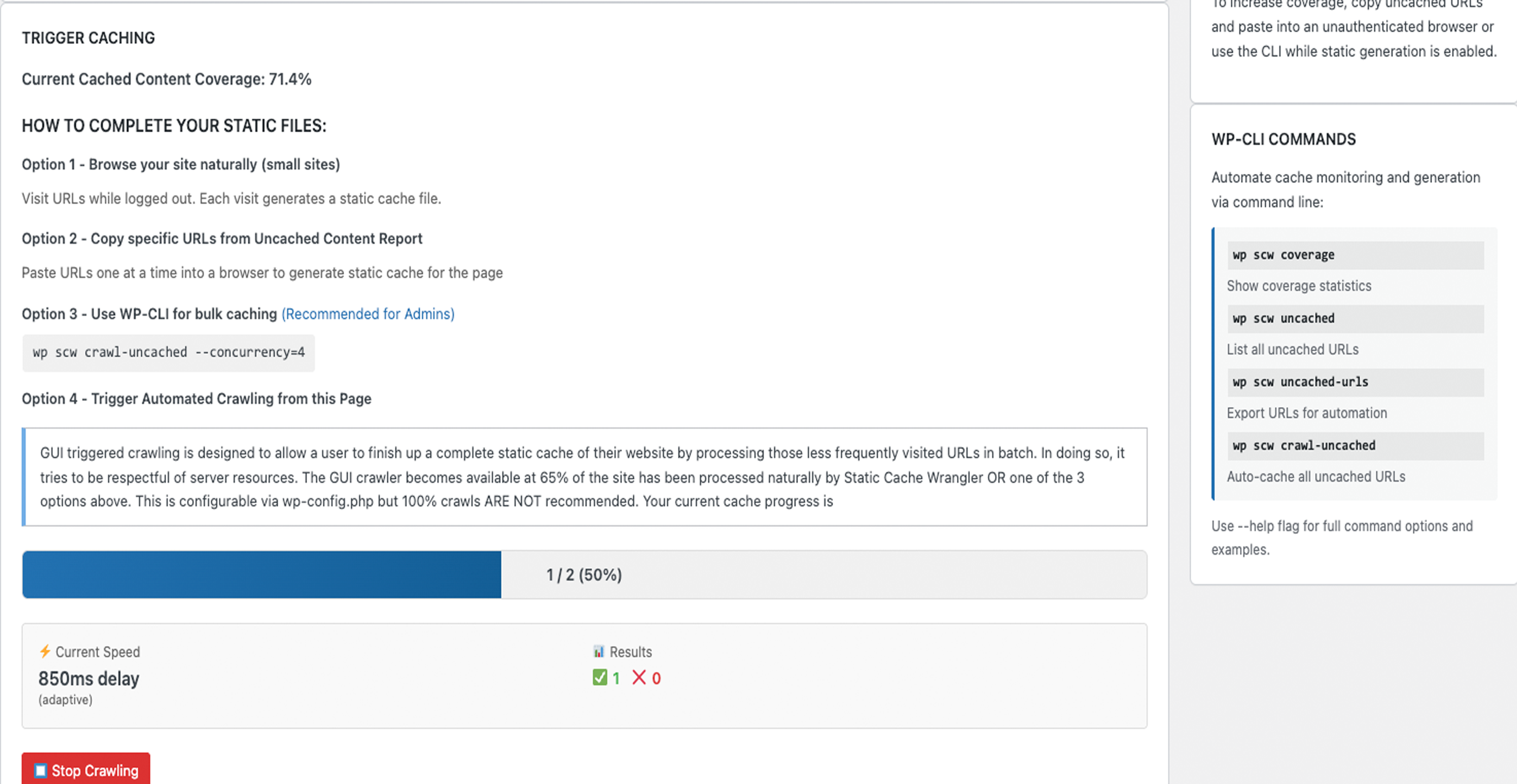 GUI crawler interface with adaptive throttling and progress tracking