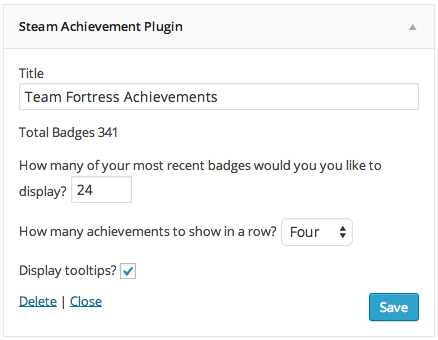 The widget options.