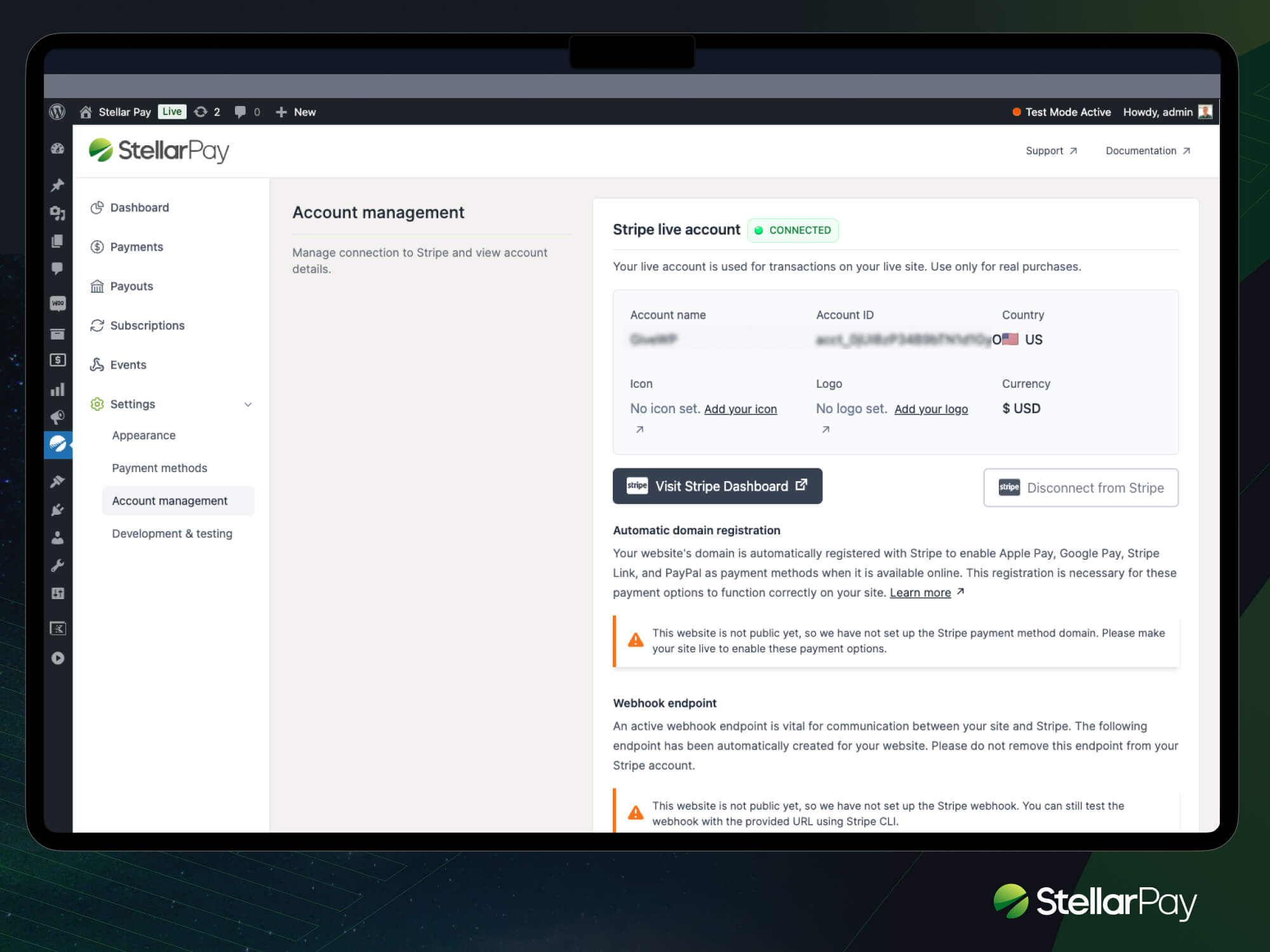 Customers can view their existing orders, subscriptions, and downloads in the My Account area.
