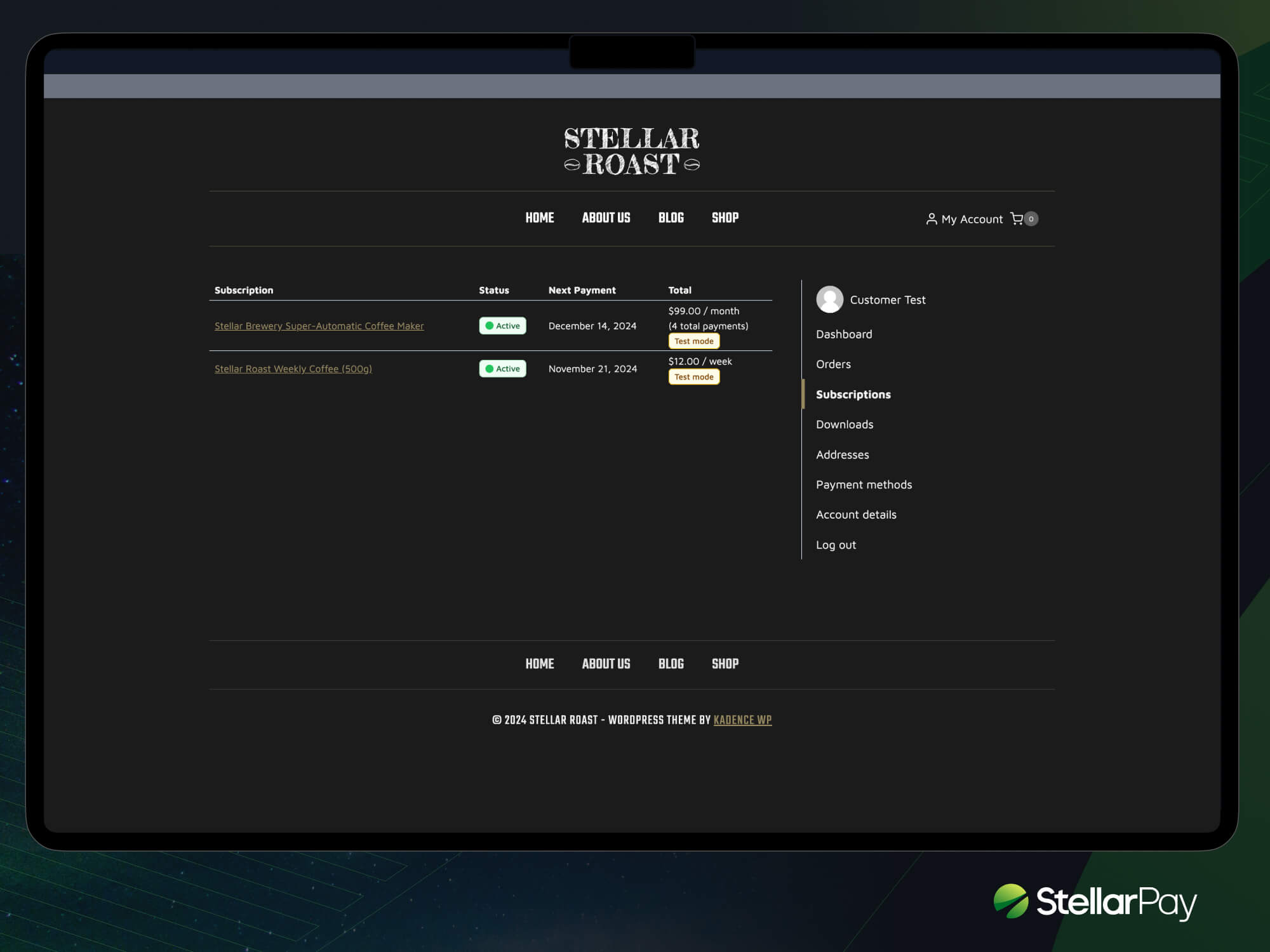 View all subscriptions in one place, with the information you need—Monthly Recurring Revenue (MRR), number of subscriptions, and the churn rate—front and center.