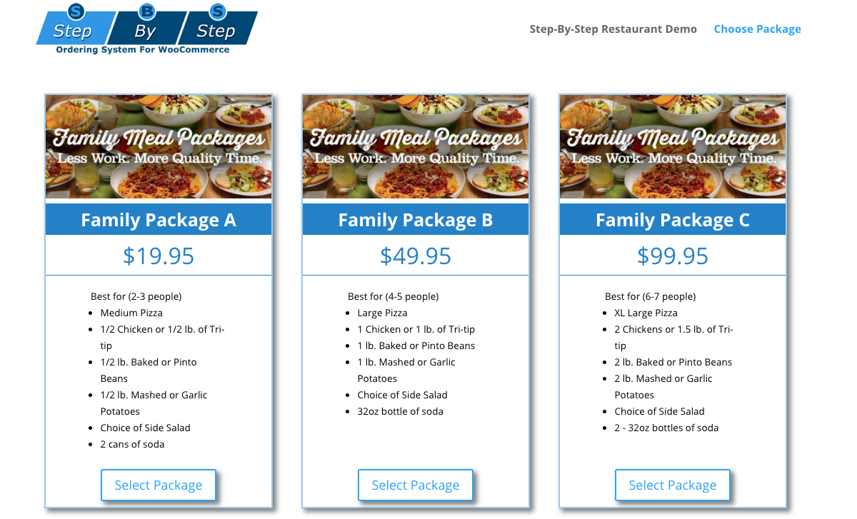 Package Selection Page