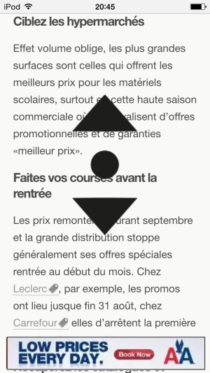 Scroll down, scroll up, the ad doesn’t move and sticks to the footer (or header)