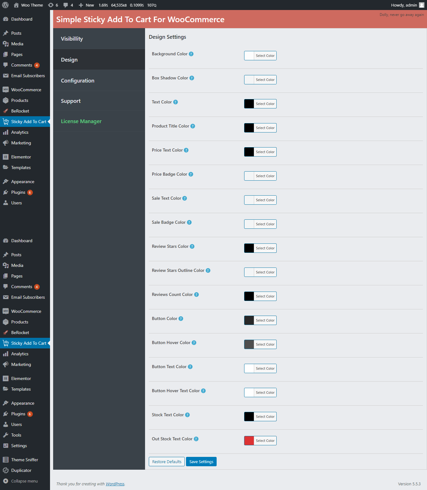 Design Settings