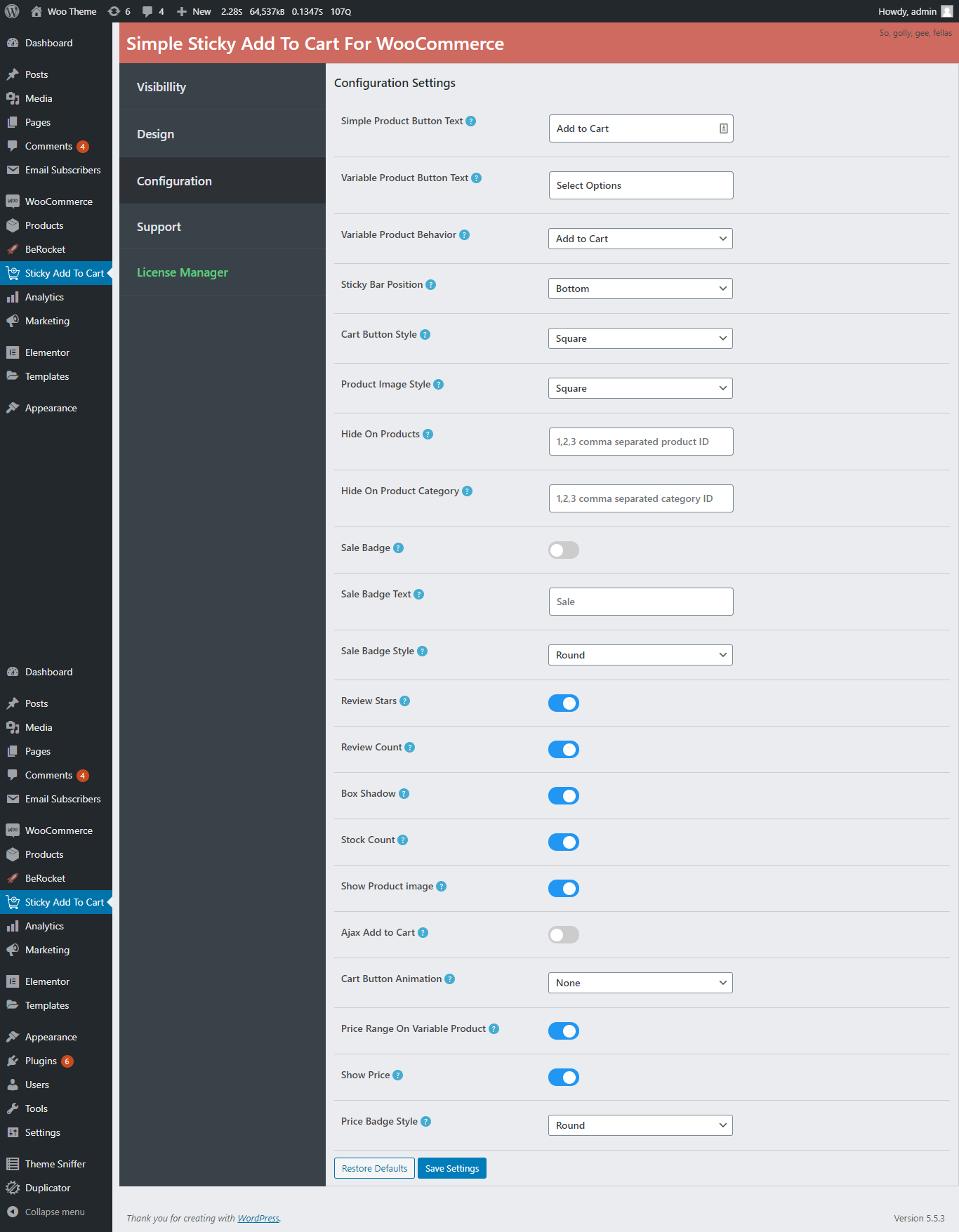 Configuration Settings
