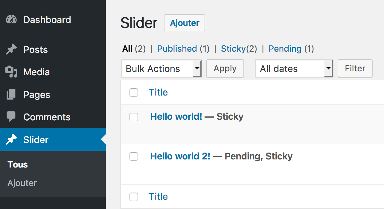 list items with Sticky