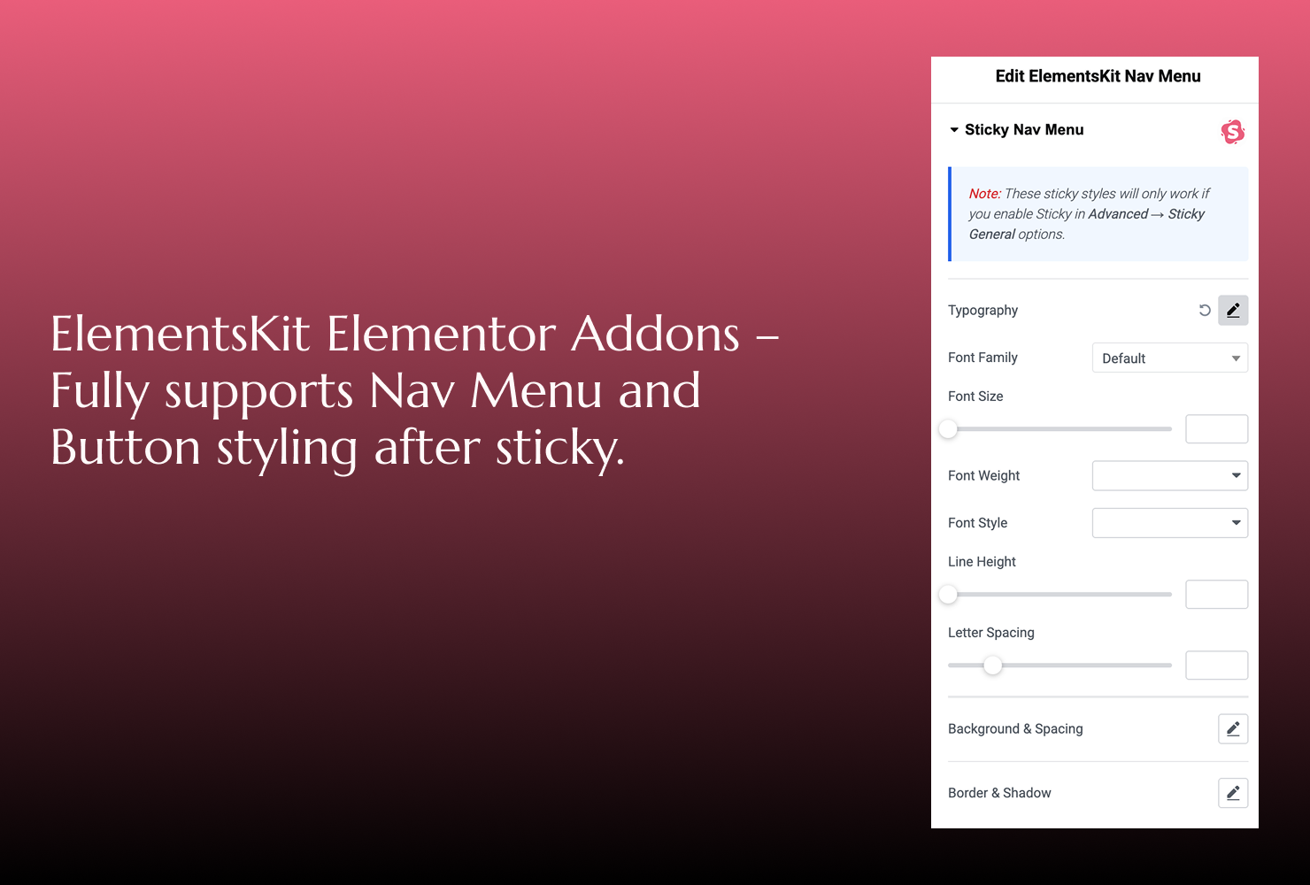 Elementor Menu Styling: Sticky Effects with ElementsKit Nav Menu Widget.