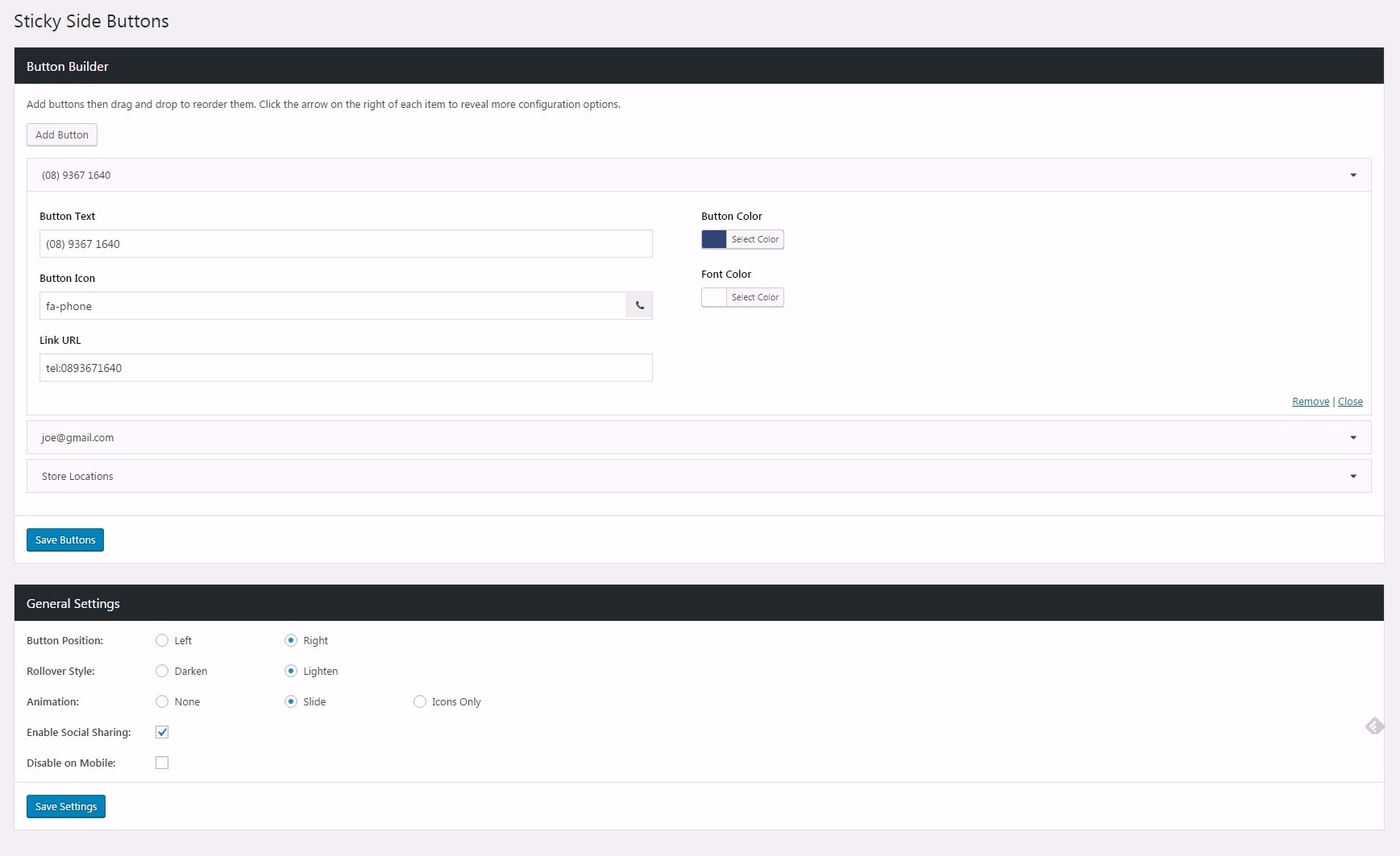 Sticky Side Buttons backend button creator