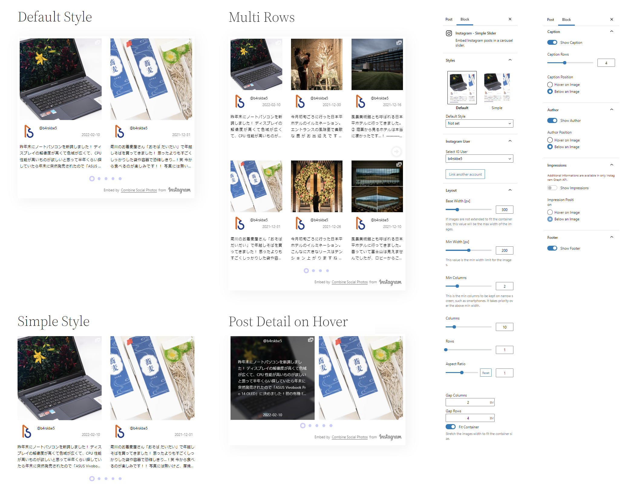 Slider Samples & Block Settings