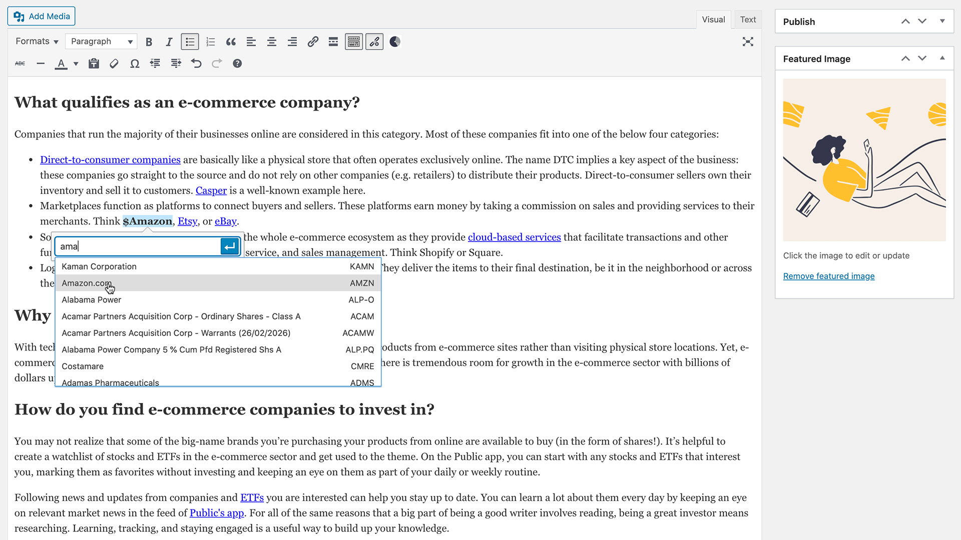 Integrated editor buttons and search functionality