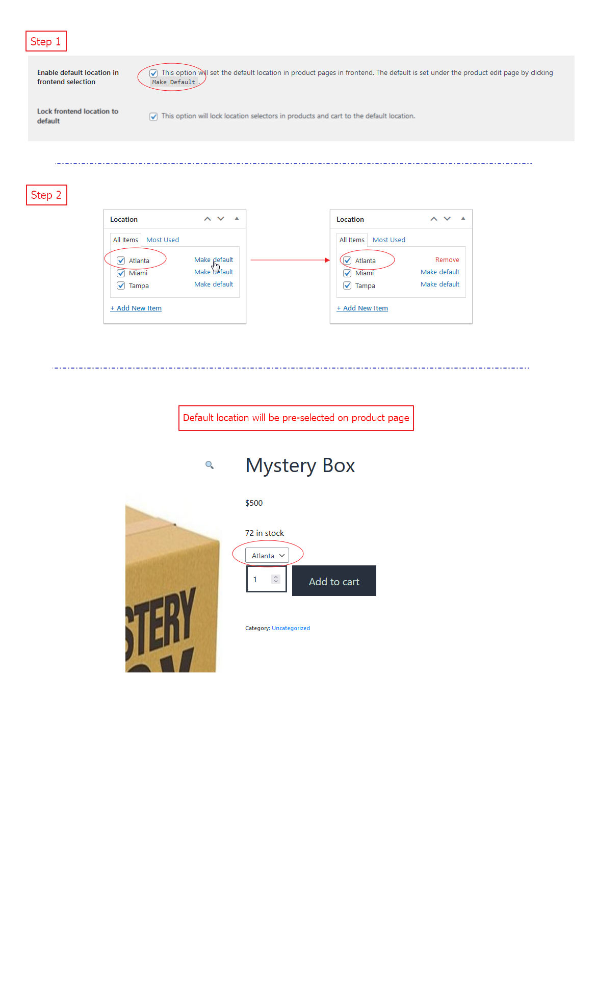 Allow customers to select locations in cart page