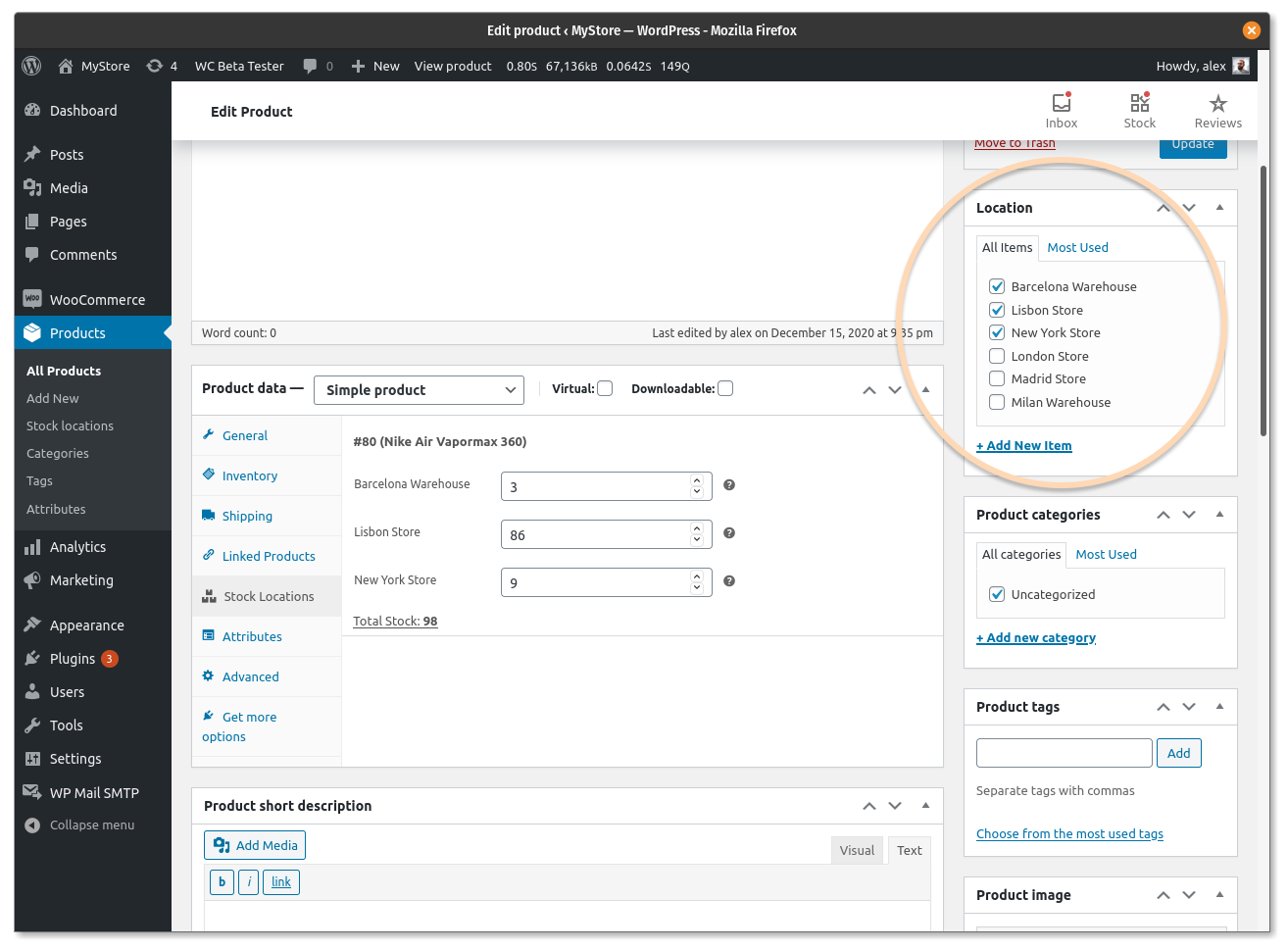 Show location stock quantity with a postfix e.g. 20+