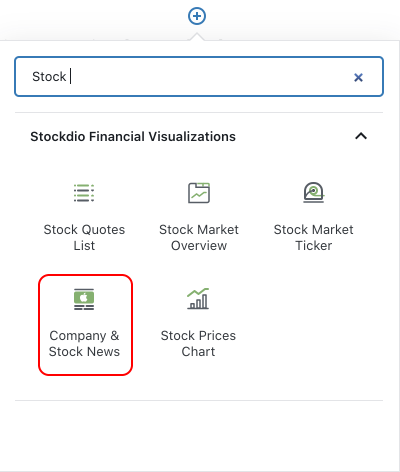 Company & Stock News block sidebar settings.