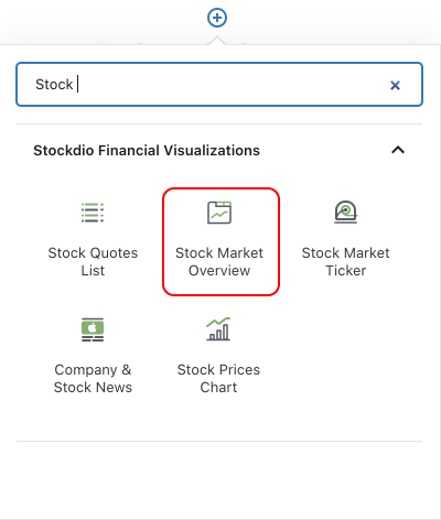 Stock Market Overview block as part of the Stockdio Financial Visualizations category.