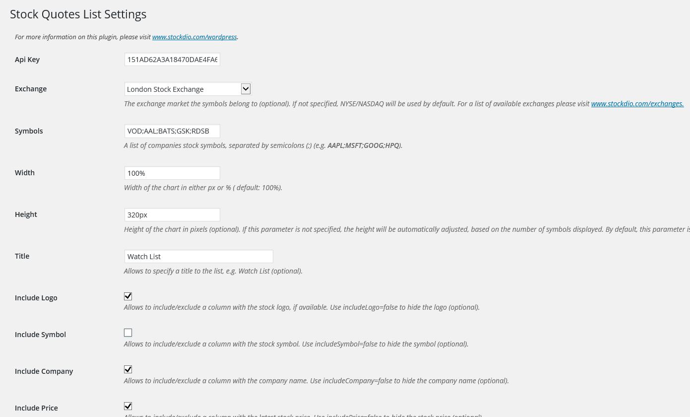 Settings page.