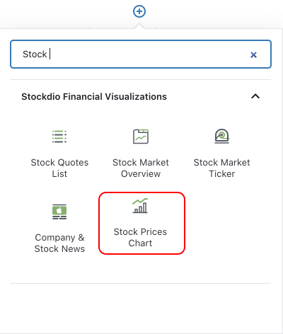 Stock Prices Chart block as part of the Stockdio Financial Visualizations category.
