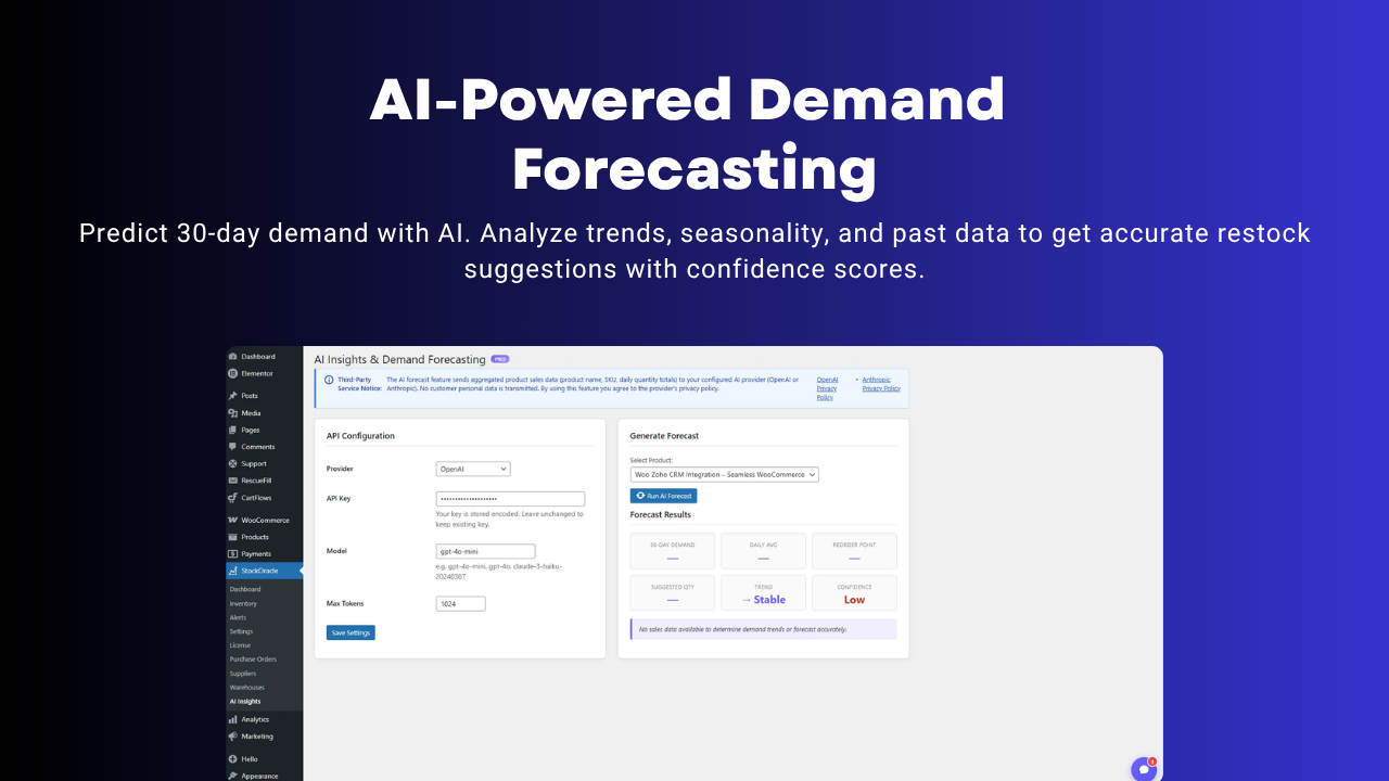 AI-powered demand forecasting in StockOracle AI Pro.