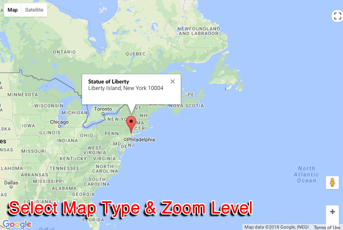 Select Map Type and Zoom Level
