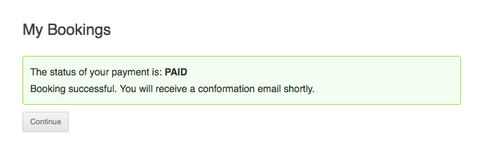 Example of payment confirmation status.
