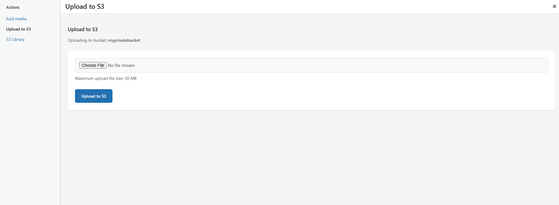 File upload to S3 storage interface