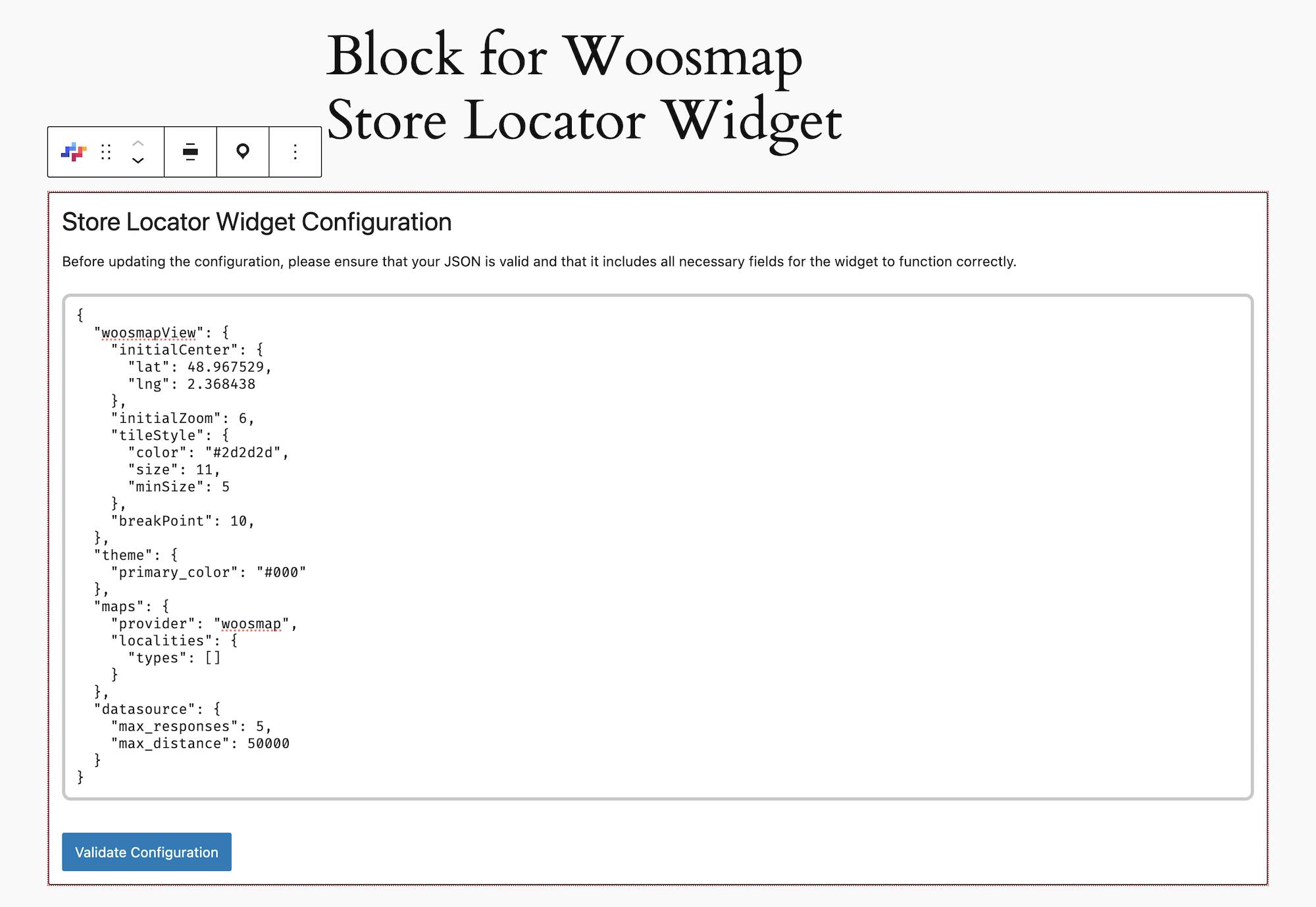 Editable JSON Configuration