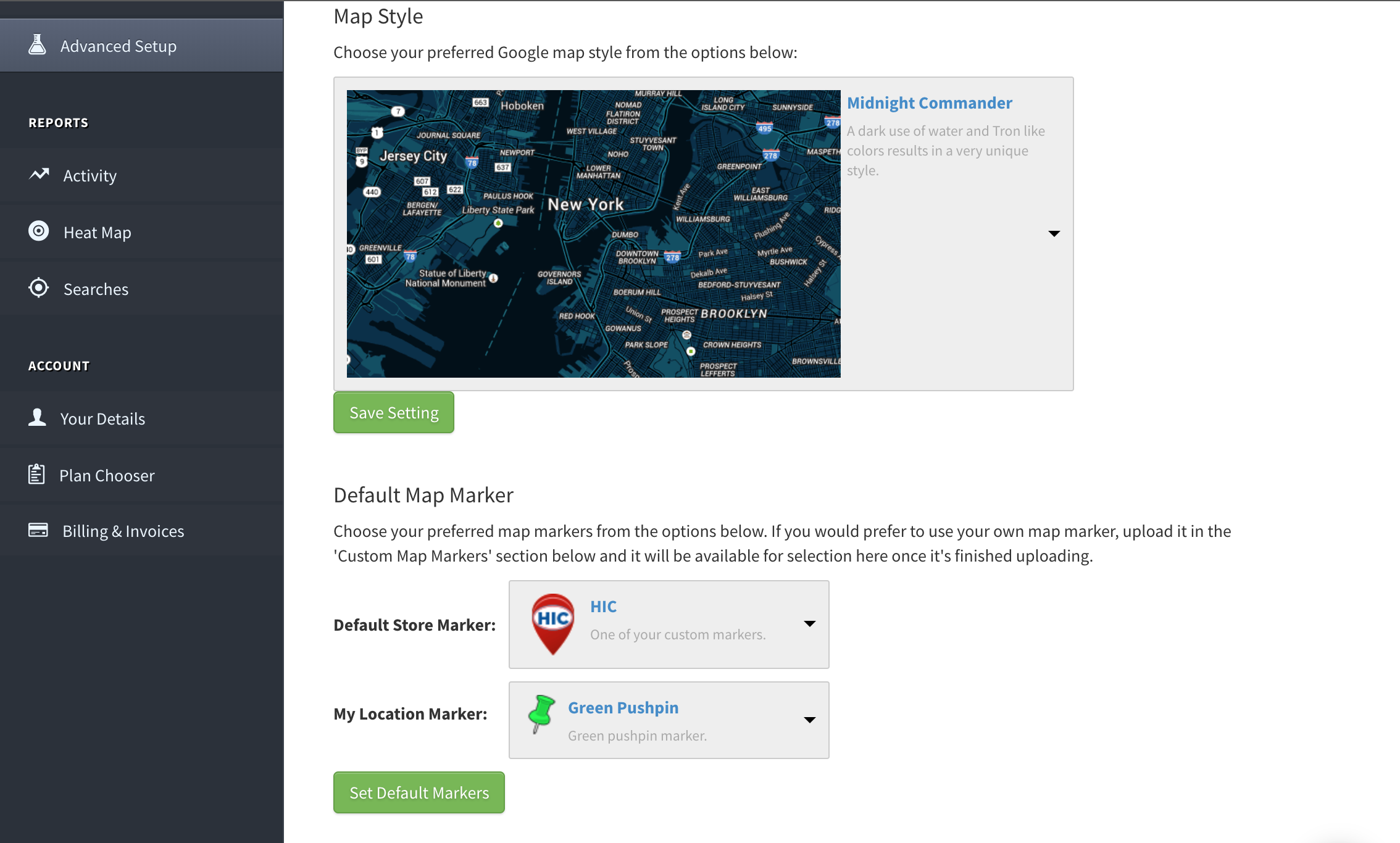 Customizing the map and marker styles