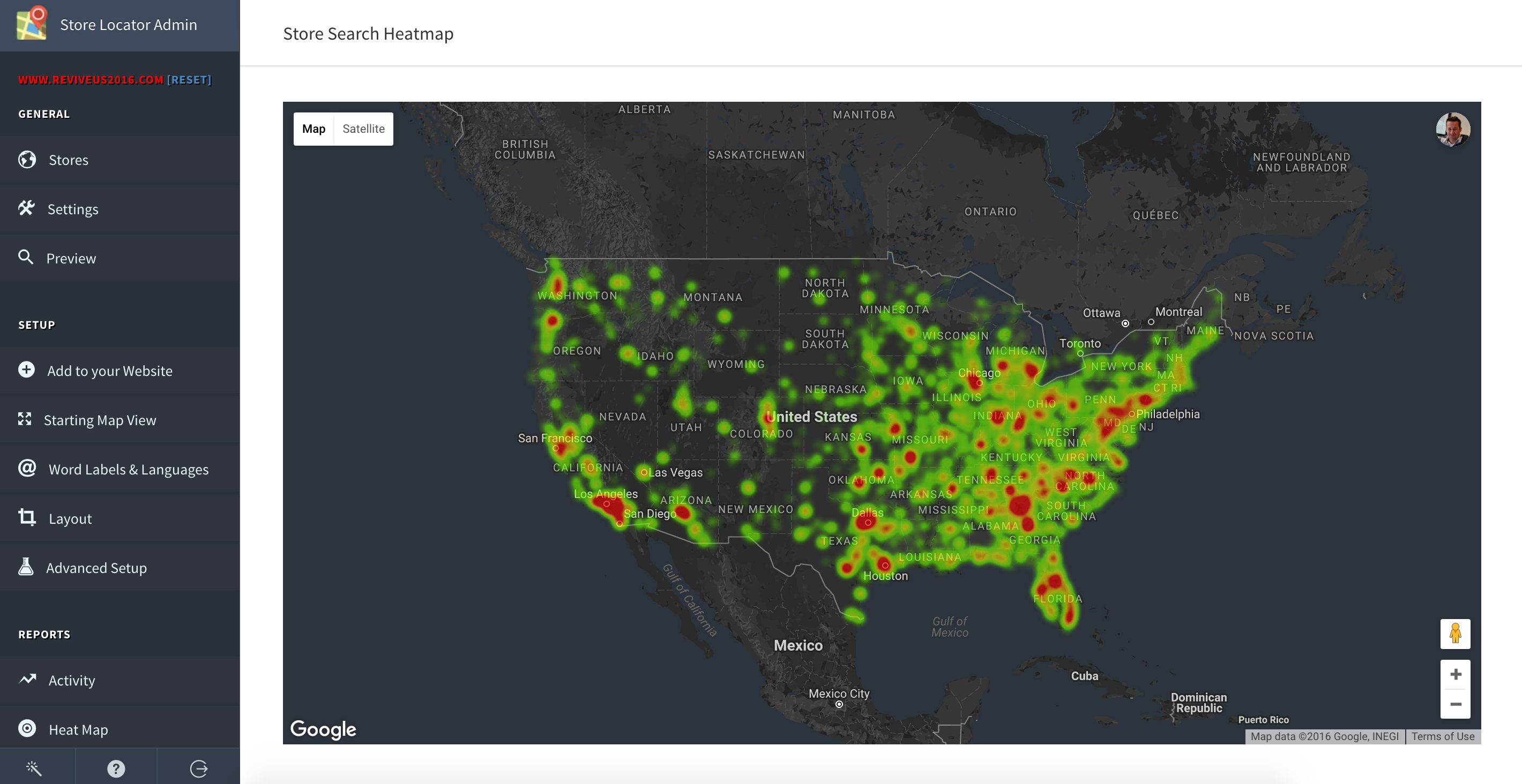 Analytics - Search Heatmap