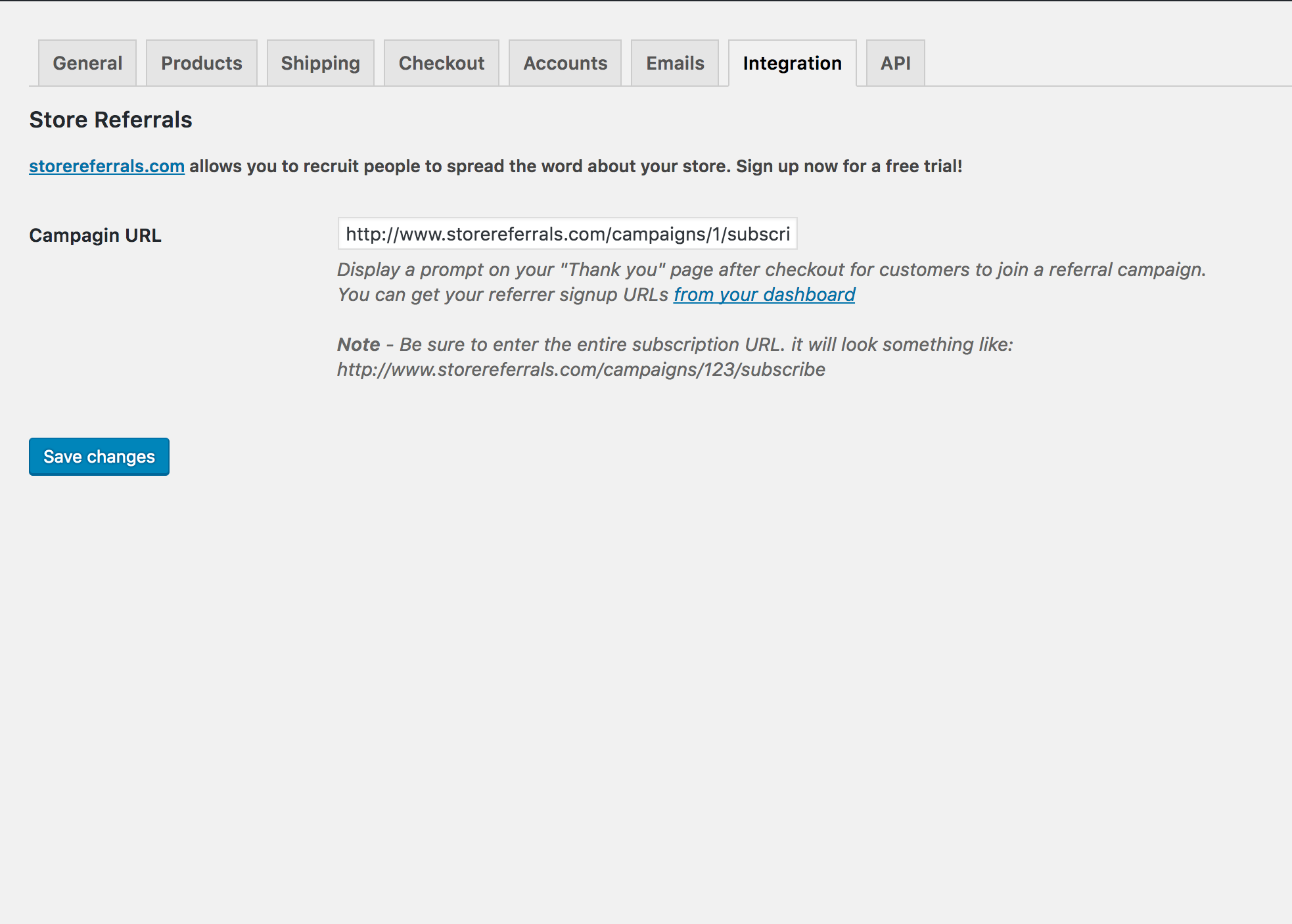 Plugin settings page.