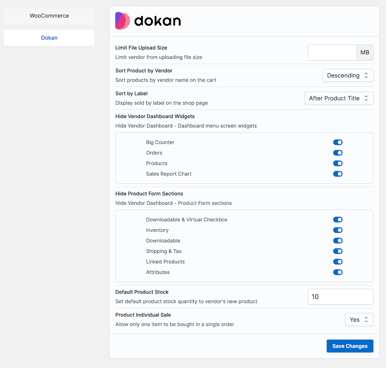 Dokan Settings