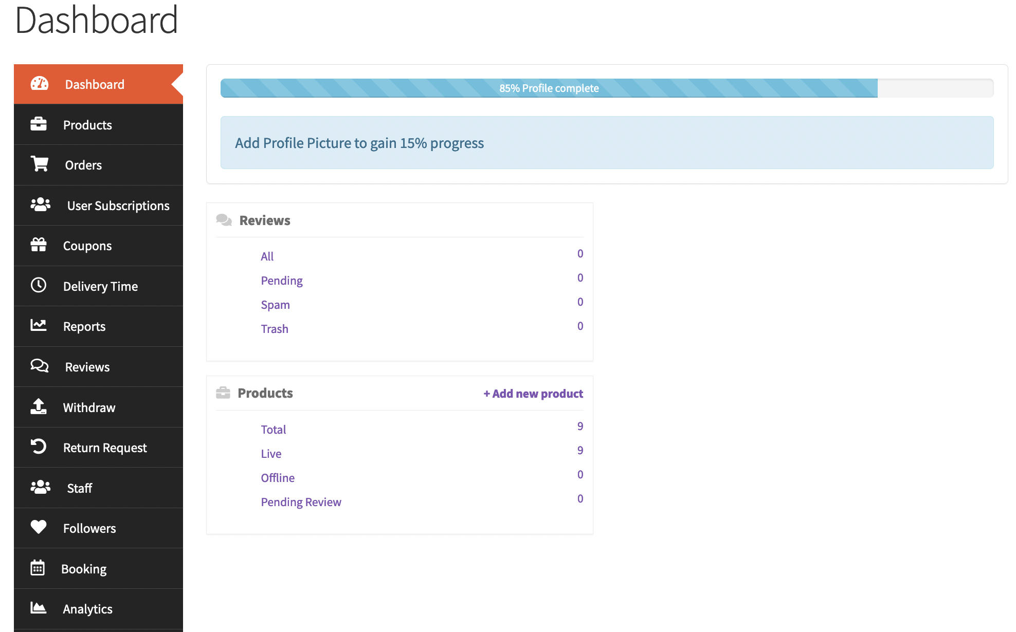 Hide Vendor Dashboard Widgets