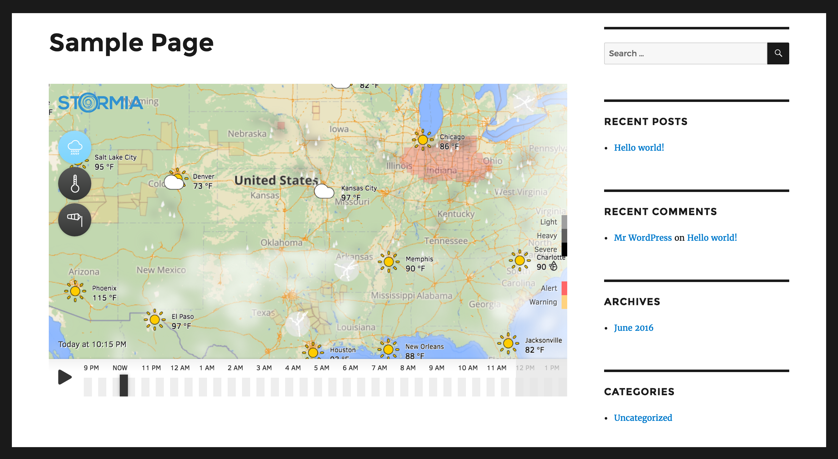 Demo of the Stormia map on a WordPress page.