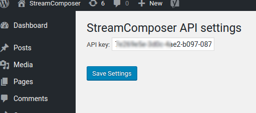 Copy your API key from app.streamcomposer.com