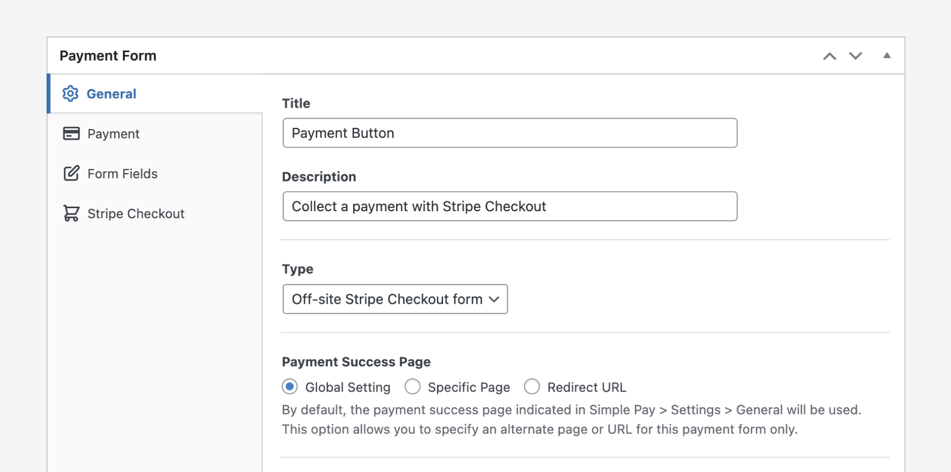 Payment form settings: Set amount, Button text
