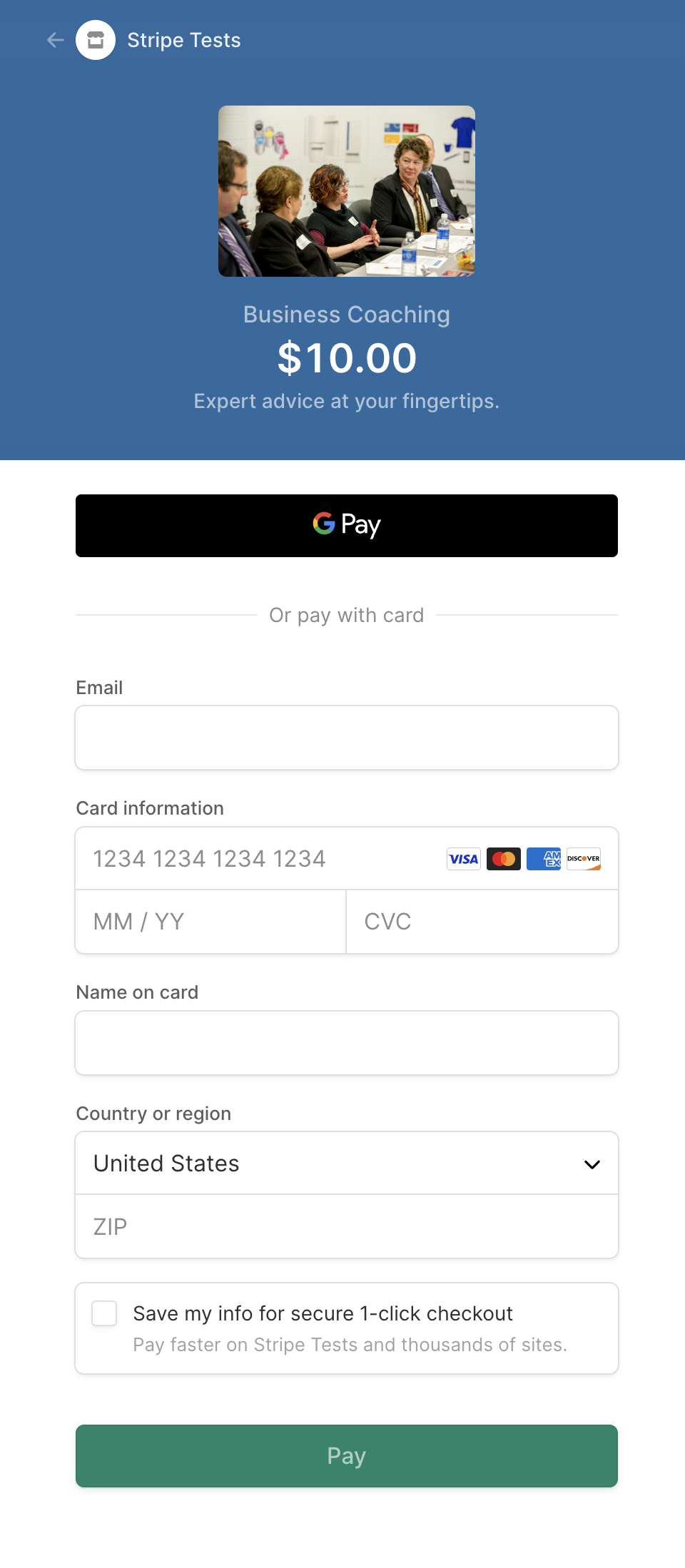 Payment forms listing