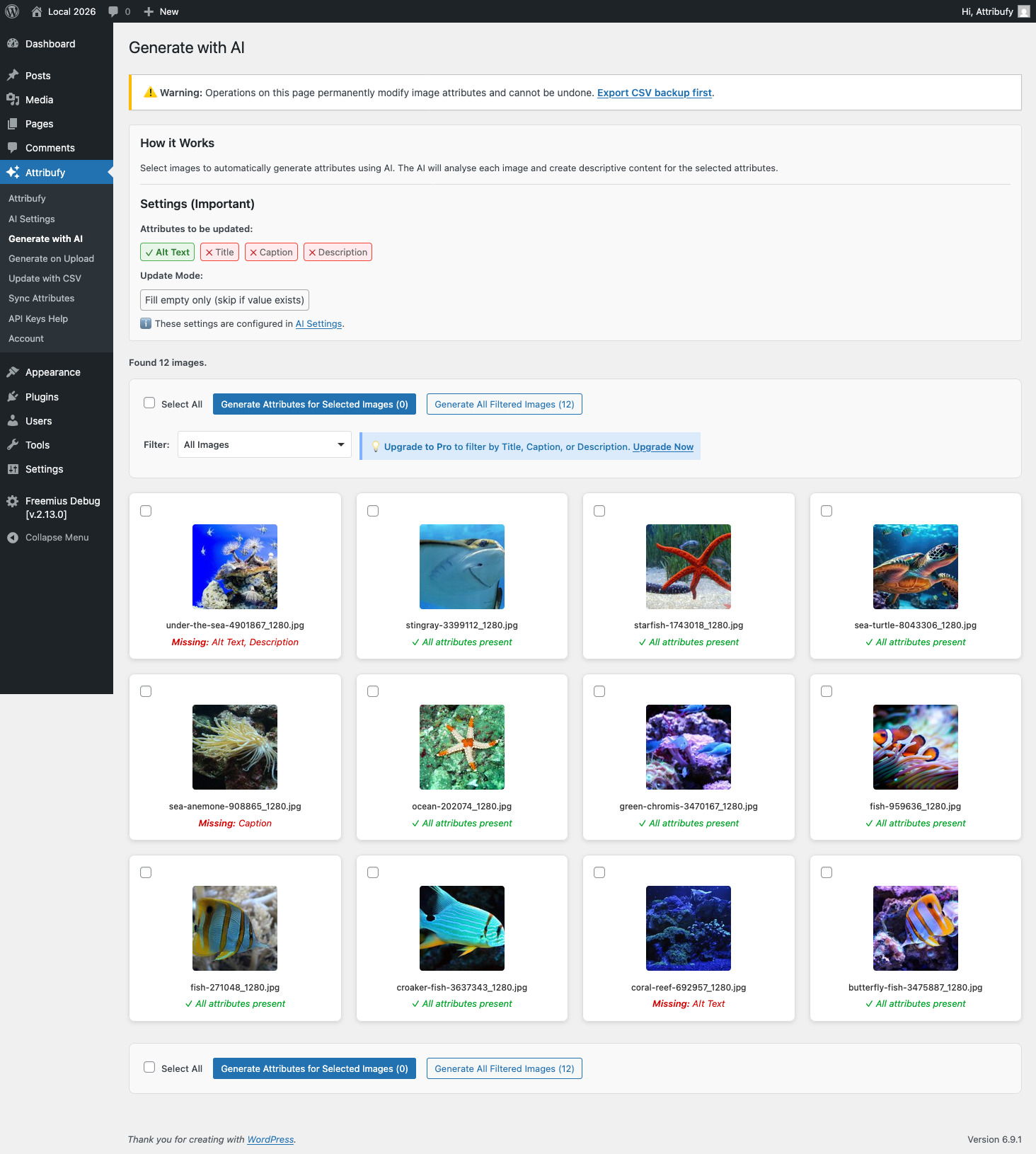 Generate on Upload settings