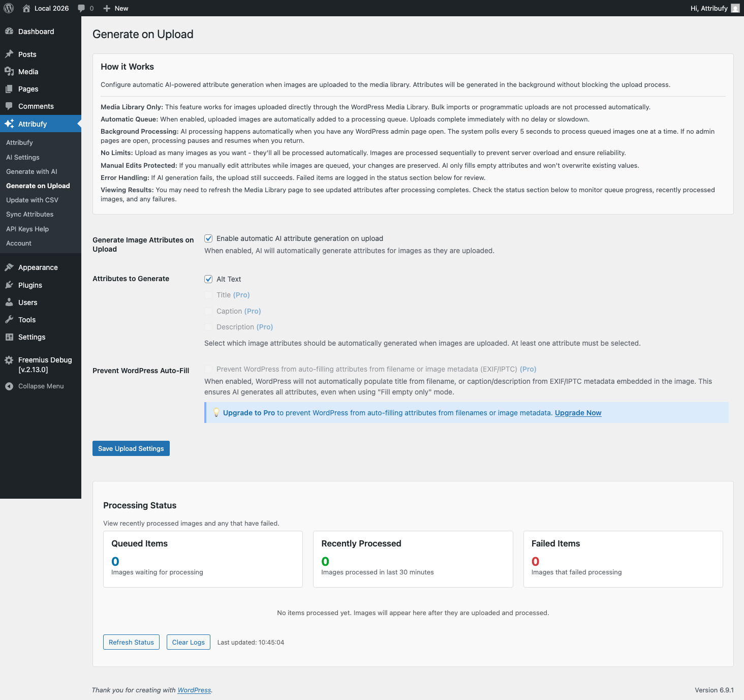 CSV upload interface