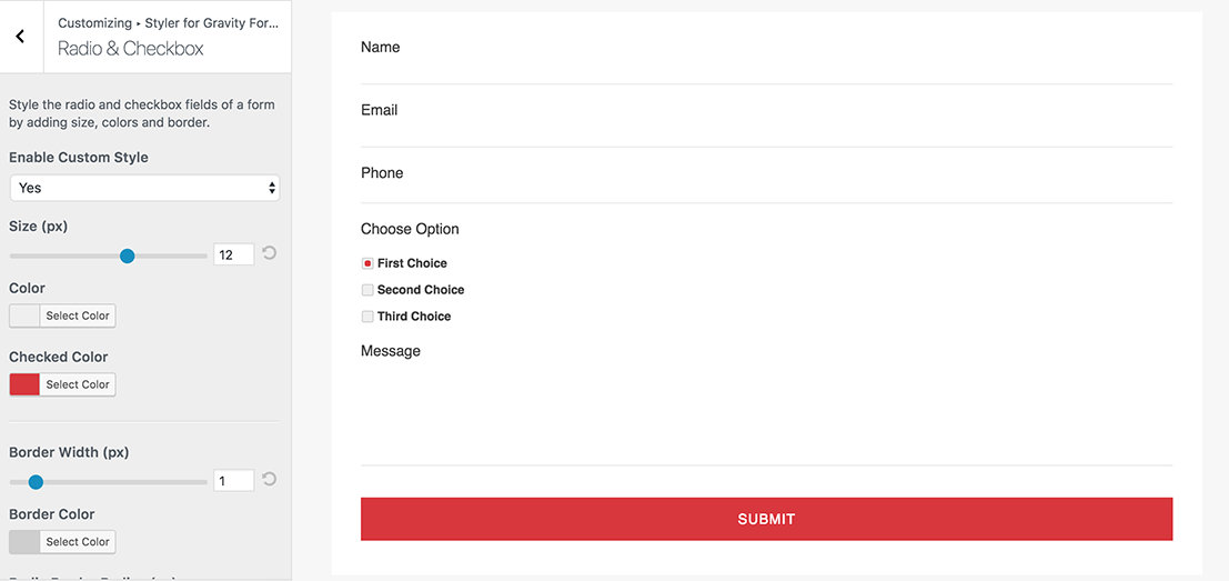 Radio & Checkbox section