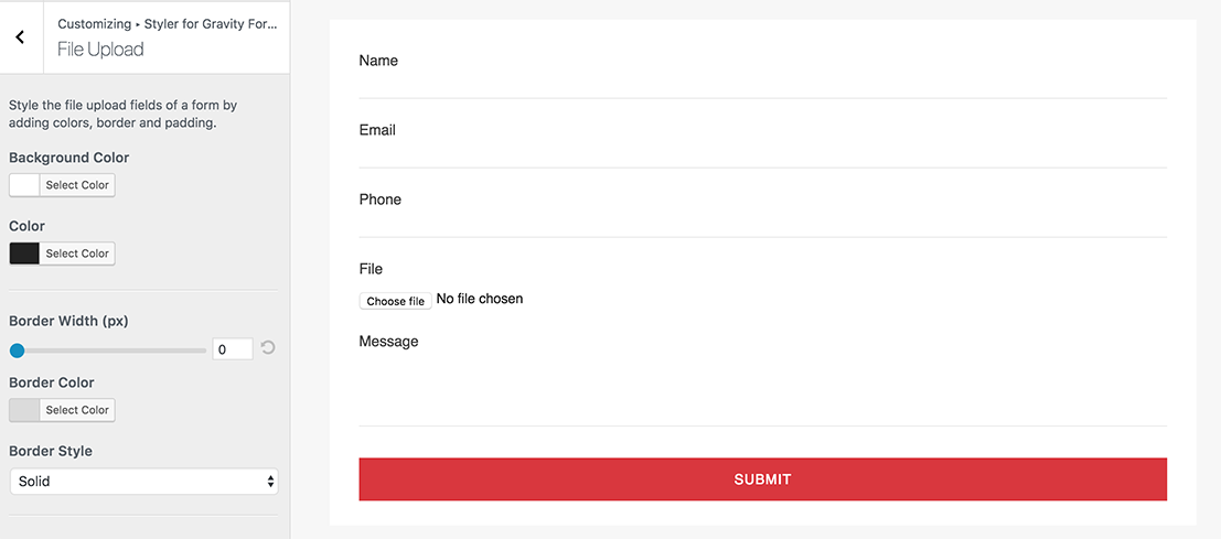 File Upload section