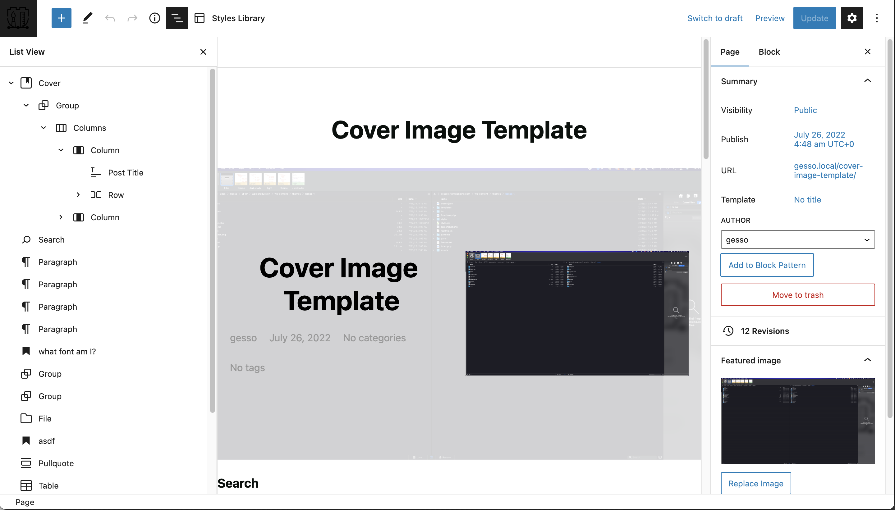 Pre Block Pattern conversion with the option to make a full page Block Pattern