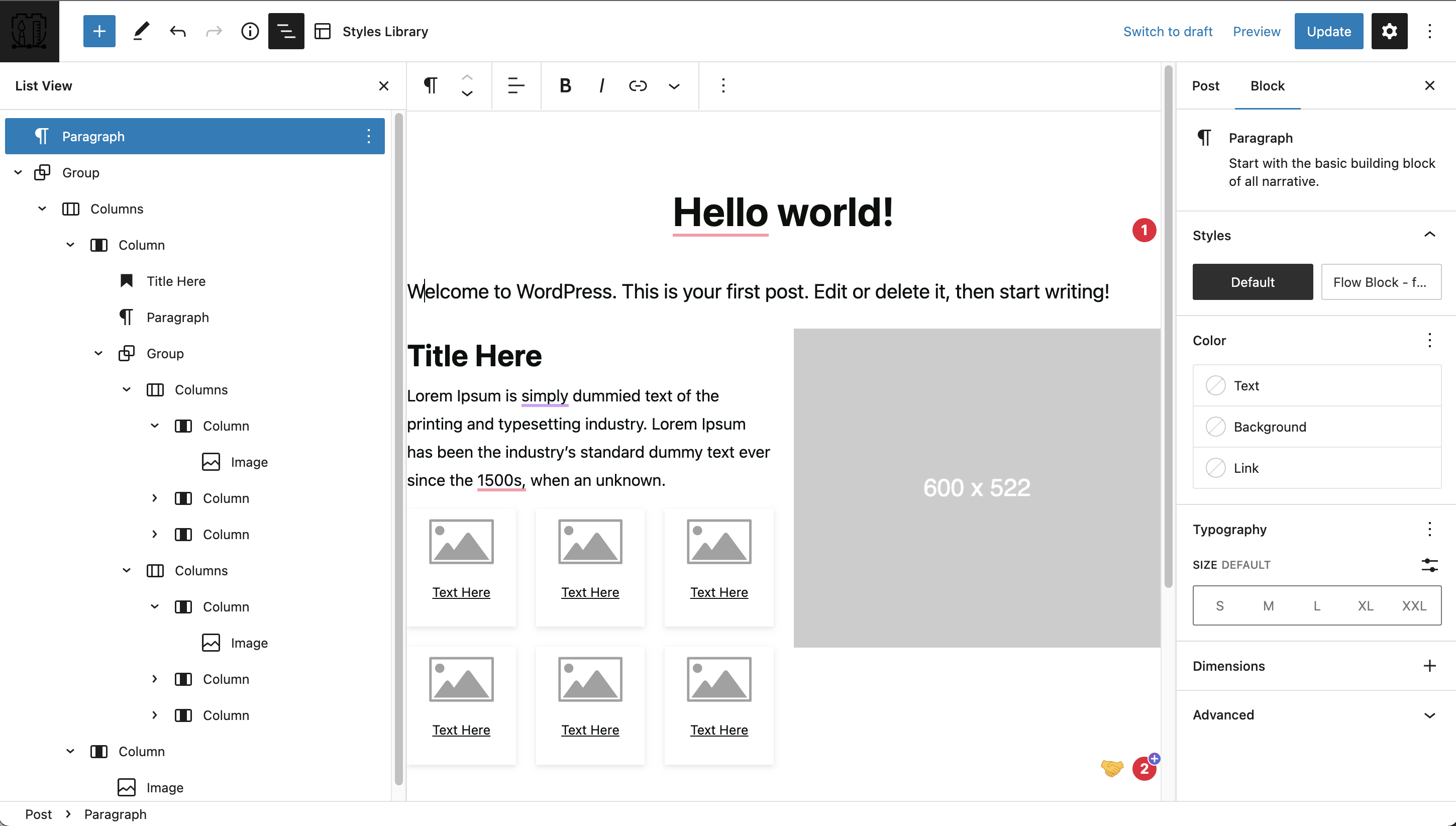 Save full page Block Pattern