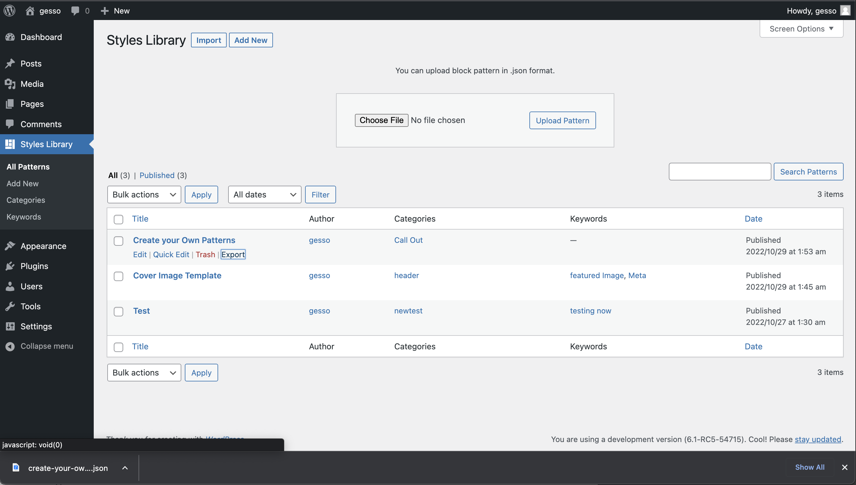 Admin view Keyword